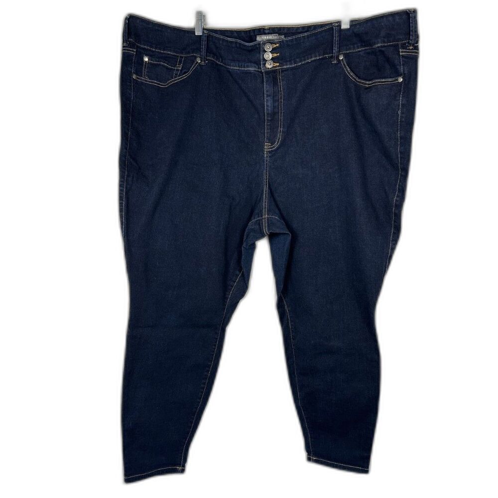 Torrid Wms Jegging Jeans Sz 30R Dk Blue Super Soft Denim Button & Zipper Closure